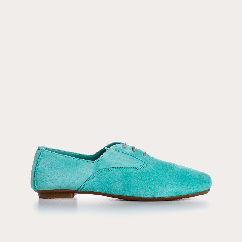 Derbies plates en cuir velours