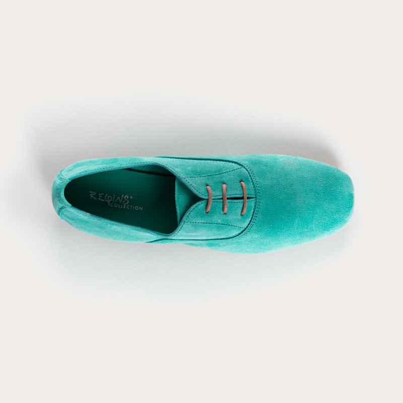 Velvet leather flat derbies