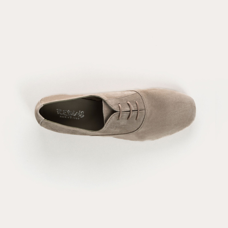 Derbies plates en cuir velours