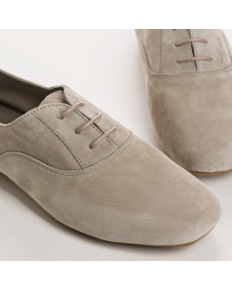 Velvet leather flat derbies