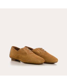 Derbies plates en cuir velours