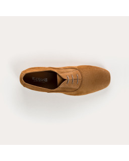 Velvet leather flat derbies