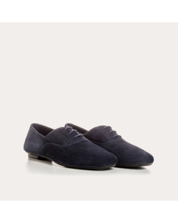 Velvet leather flat derbies