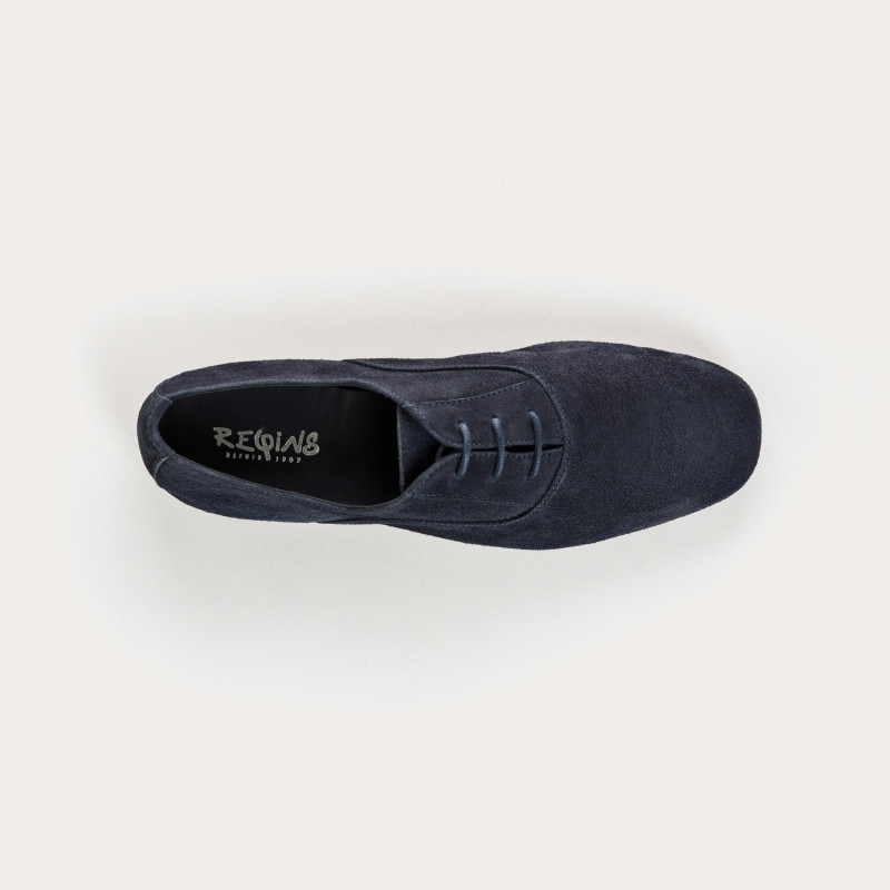 Velvet leather flat derbies