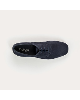 Velvet leather flat derbies