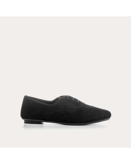 Velvet leather flat derbies