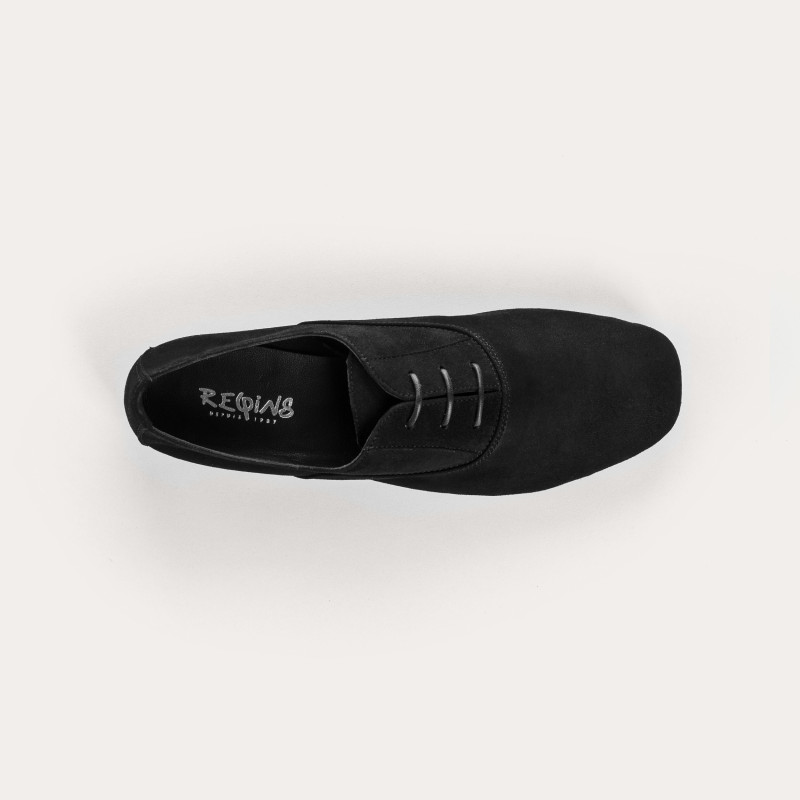 Velvet leather flat derbies