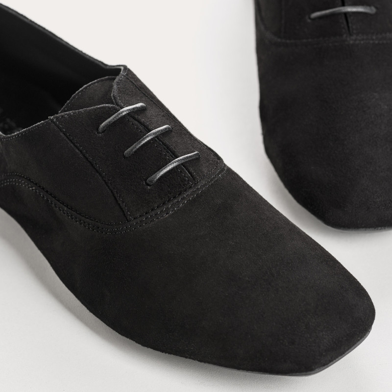 Derbies plates en cuir velours