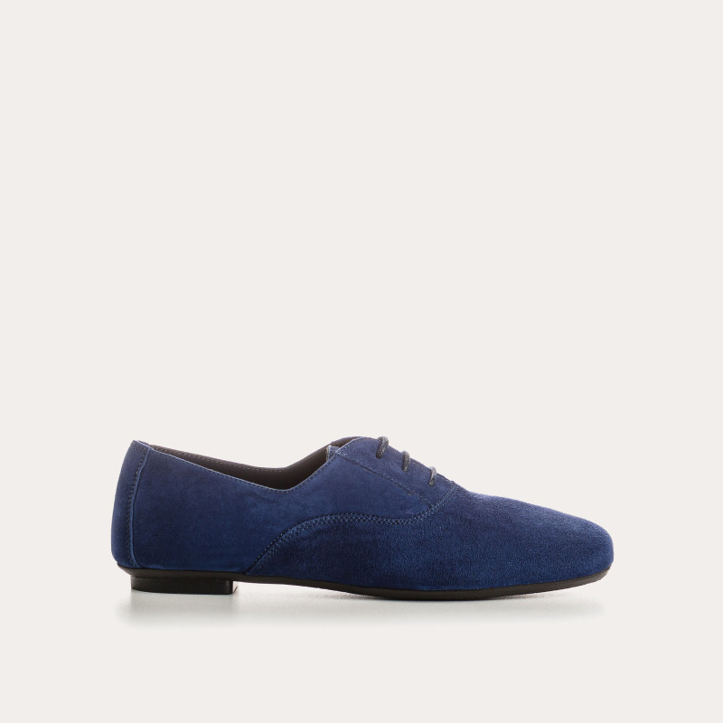 Derbies plates en cuir velours