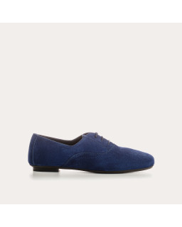 Derbies plates en cuir velours