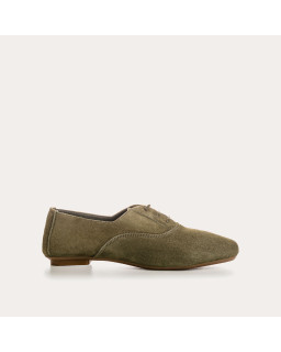 Derbies plates en cuir velours