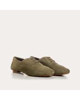 Derbies plates en cuir velours