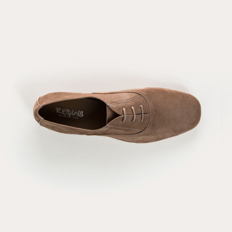 Velvet leather flat derbies