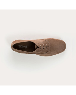 Velvet leather flat derbies