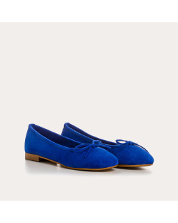 Flat ballerinas with velvet leather knot with rounded butt