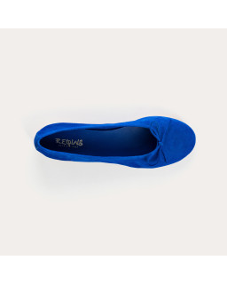 Flat ballerinas with velvet leather knot with rounded butt