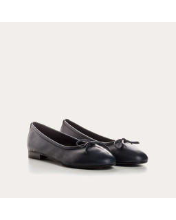 Ballerines plates à nœud en cuir avec bout arrondi