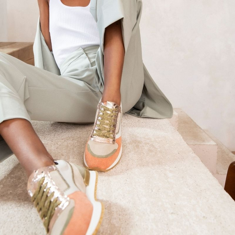 Baskets ELECTRA ZIG ZAG - sneakers femme cuir multicolore | REQINS