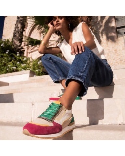 Baskets ELECTRA ZIG ZAG - sneakers femme cuir multicolore | REQINS