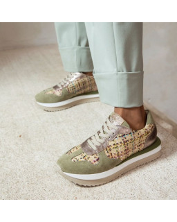 Baskets URSULLA - baskets à lacets femme rafia tressé multicolore | REQINS