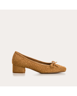 Keira Heeled Ballerinas - Women's Braided Velvet Leather Shoes | Reqins