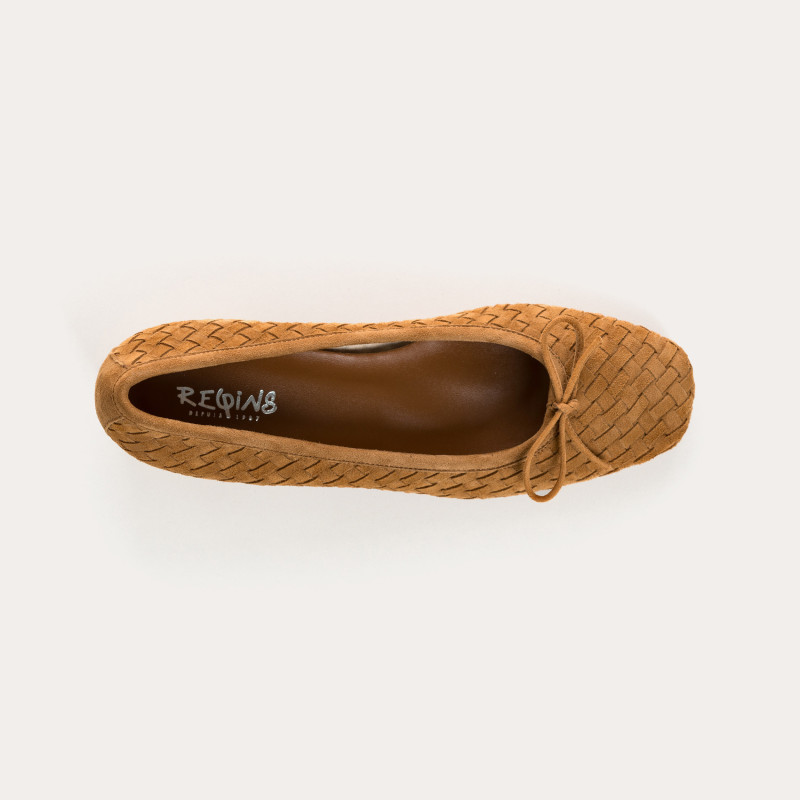 Keira Heeled Ballerinas - Women's Braided Velvet Leather Shoes | Reqins