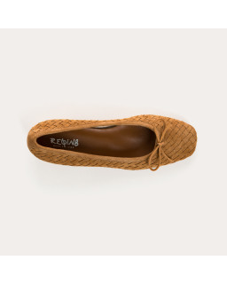 Ballerines à talons KEIRA - chaussures cuir velours tressé femme | REQINS