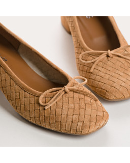 Ballerines à talons KEIRA - chaussures cuir velours tressé femme | REQINS