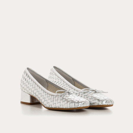 Keira Heeled Ballerinas - Women's Metallic Leather Shoes | Reqins