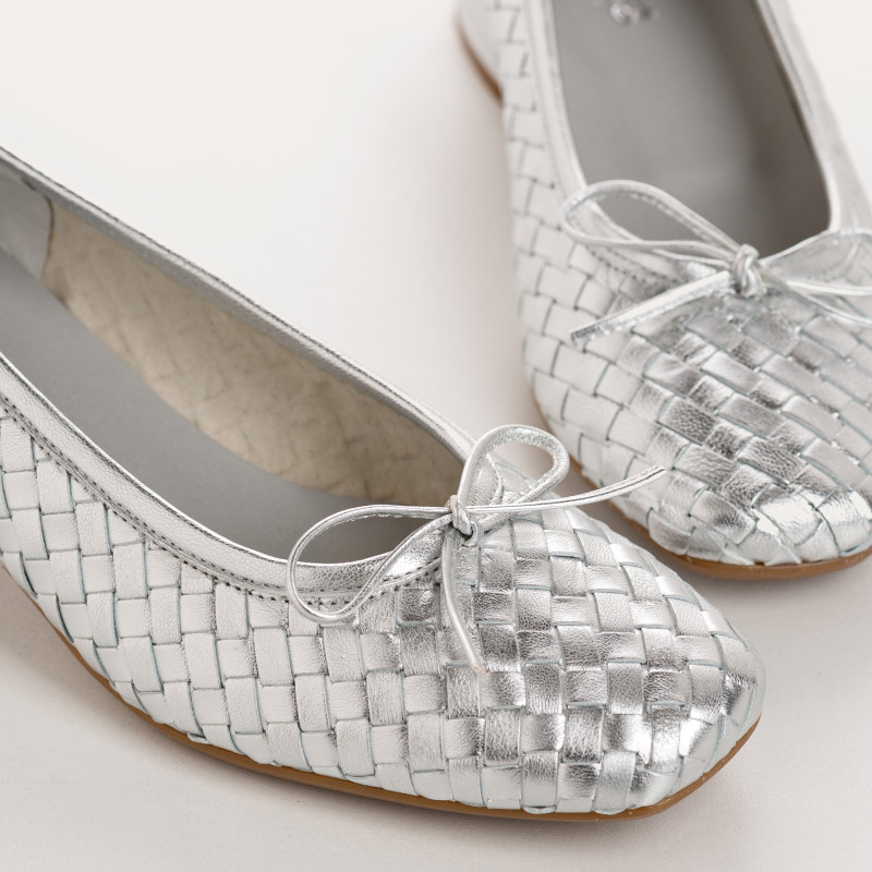 Keira Heeled Ballerinas - Women's Metallic Leather Shoes | Reqins