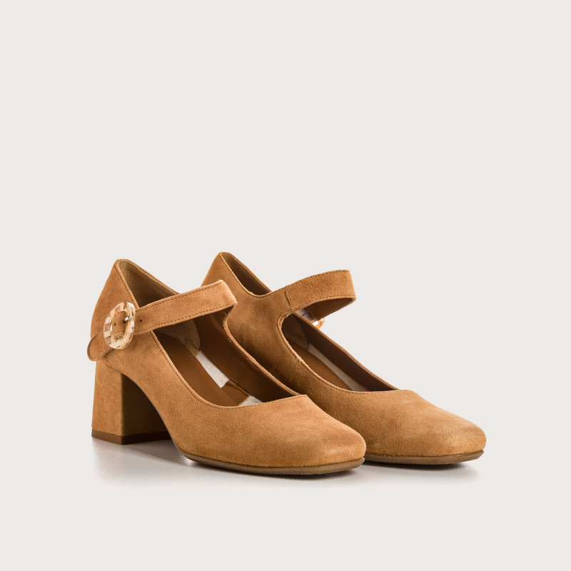 Babies with Gretane Heels - Women's Velvet Leather Shoes | Reqins