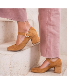 Babies with Gretane Heels - Women's Velvet Leather Shoes | Reqins