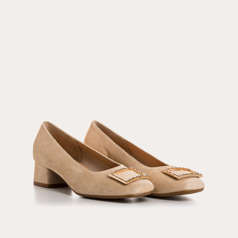 Ballerines Bijou À Talon Cuir Velours - KARISSE | Reqins