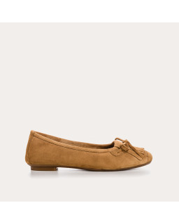 Ballerines en cuir velours avec franges sur le dessus