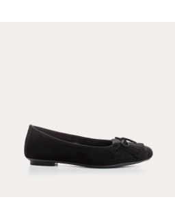 Velvet leather ballerinas with fringes on top
