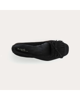 Velvet leather ballerinas with fringes on top