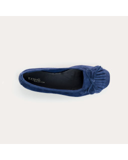 Velvet leather ballerinas with fringes on top