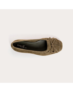 Ballerines en cuir velours avec franges sur le dessus