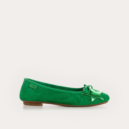 Ballerines en cuir velours avec motif étoile
