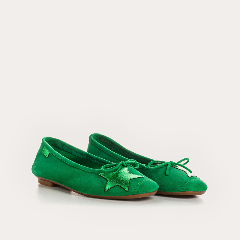 Ballerines en cuir velours avec motif étoile