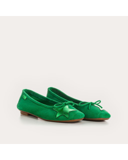 Velvet leather ballerinas with star pattern