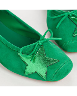 Velvet leather ballerinas with star pattern