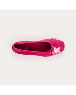 Velvet leather ballerinas with star pattern
