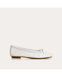 Flat-knotted flat ballerinas with glitter fabric with velvet leather reinforcement