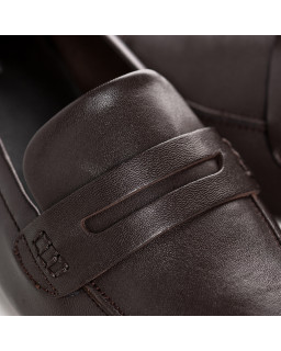 Mocassins collège à bout carré en cuir