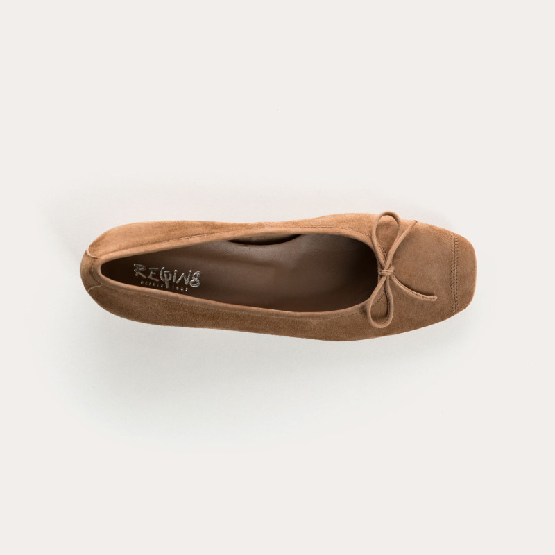 Velvet leather heeled ballerinas with knot