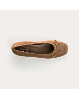 Velvet leather heeled ballerinas with knot