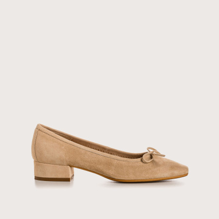 Velvet leather heel ballerinas