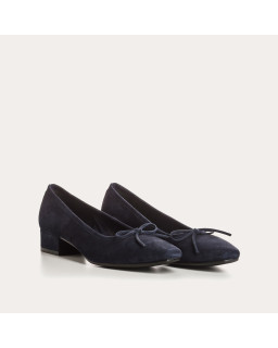 Velvet leather heel ballerinas