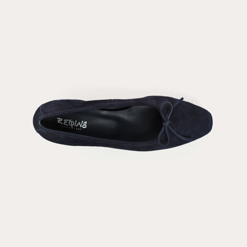 Velvet leather heel ballerinas